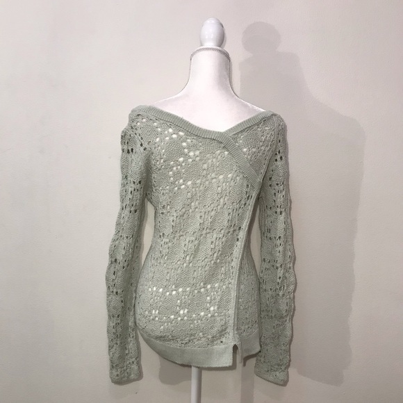 Anthropologie Knitted & Knotted Light Green Knot Crochet Sweater Small - Picture 2 of 8